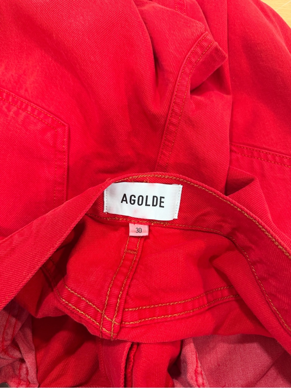 Agolde Twist Wide Barrel Leg Jean in Tomato Red NWOT Size 30 - Picture 7 of 10